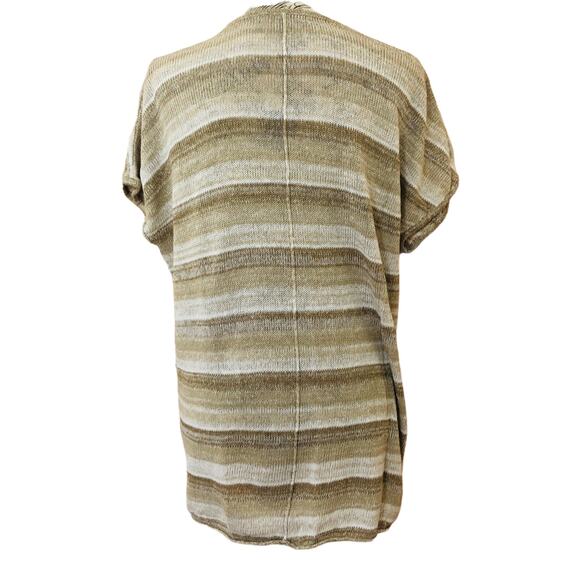 Tommy Bahama SMALL Brown Tan Striped Linen Blend Relaxed Short Sleeve Sweater - Picture 4 of 12